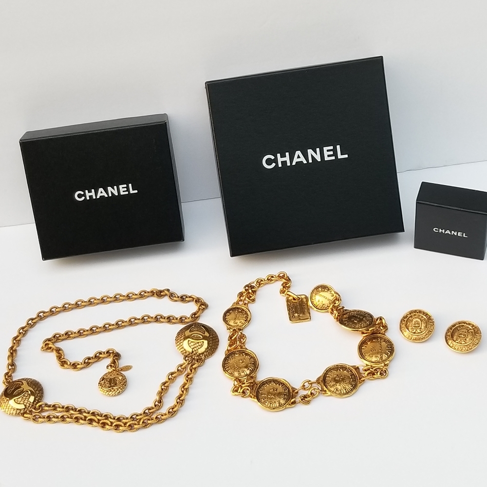 Stunning Auth Vintage statement Chanel necklace and earrings Lot - Picture 2 of 16